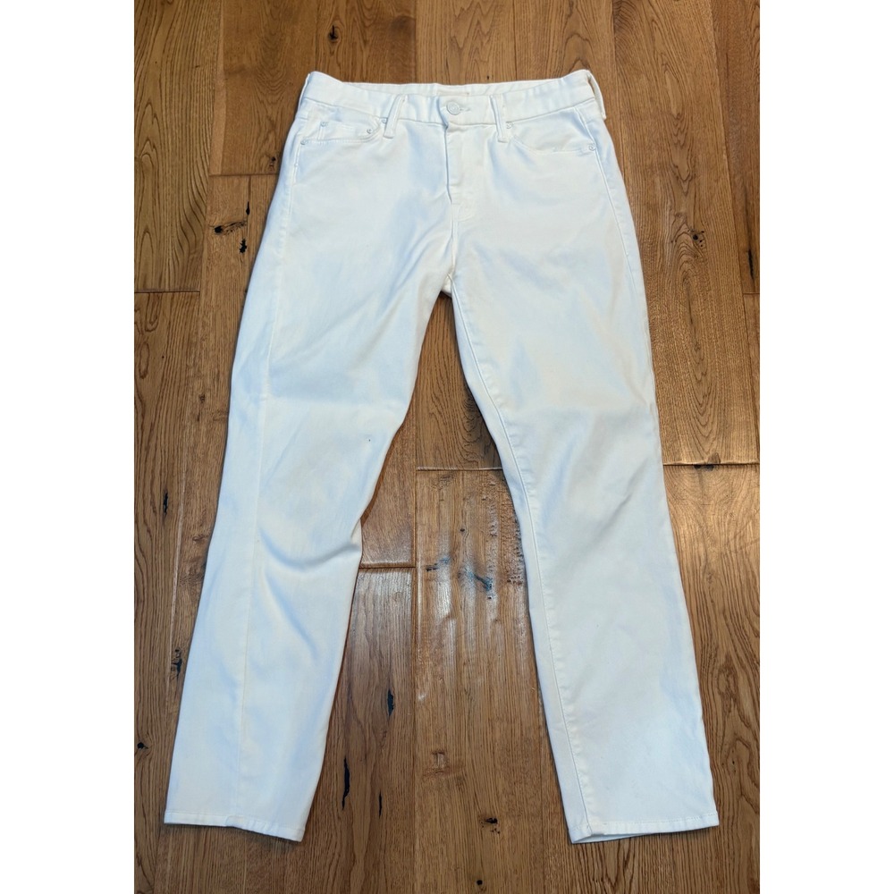 Mother The Looker Crop Jeans Glass Slipper White Skinny 27 *Small Stains